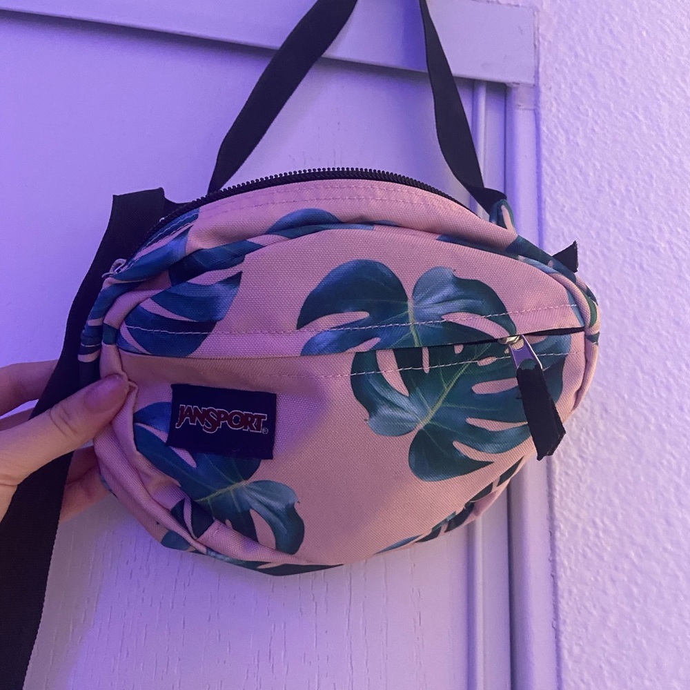 Jansport fanny pack with tropical pattern